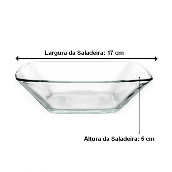 Saladeira 688ml 17cm Quadrada Fiore Em Vidro